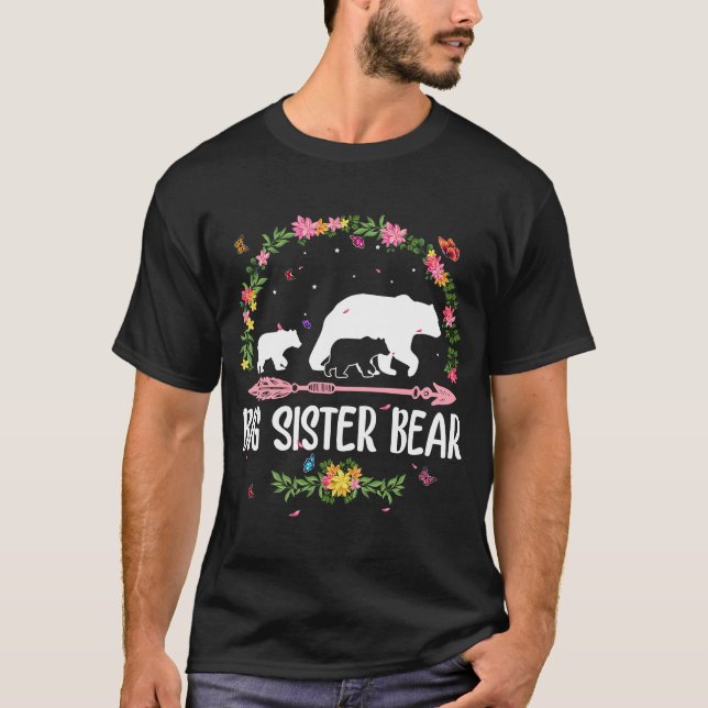 Big Sister Bären Blume Matching Family Bärenmutter T-Shirt (Vorderseite)