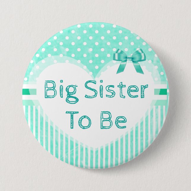 Big Sister Be Baby Shower Button Blue (Vorderseite)