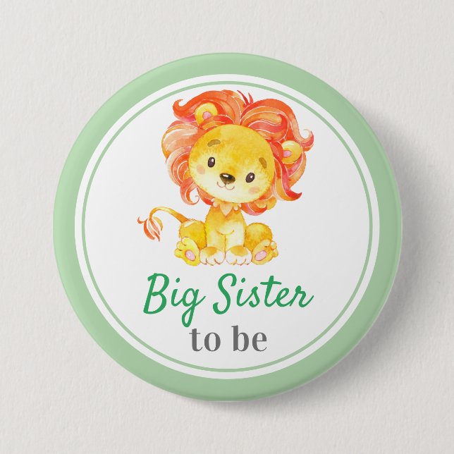Big Sister be Jungle Safari Baby Boy Dusche Button (Vorderseite)