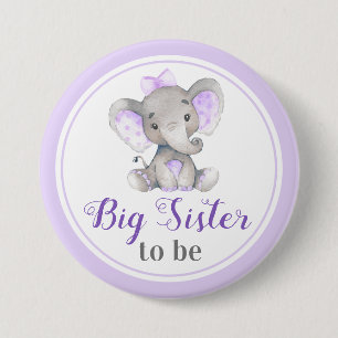 Big Sister be New Sis Baby Girl Duwer Elefant Button
