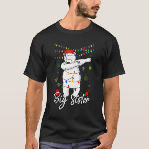 Big Sister Bear Dabbing Lights Santa Christms Fam T-Shirt