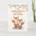 Big Sister Birthday Foxes, Blätter auf Zweigen Karte<br><div class="desc">Eine wunderbare Geburtstagskarte für eine liebevolle Big Sister,  die Tiere Liebe. Lass diese süß-braunen und weißen Füchse mit Blätter auf Ästen,  helfe dir,  deine besten Wünsche an einem so besonderen Tag zu senden.</div>