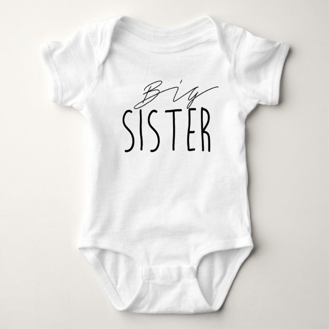 Big Sister | Black Bold Typografy Baby Strampler (Vorderseite)