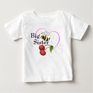 Big Sister Bumble Bee Cherry Pink Herz Baby T-shirt