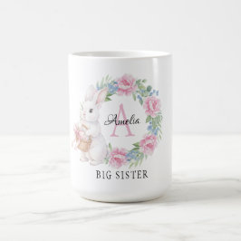 Big Sister Bunny Mug Personalized Pink Rose Flora Kaffeetasse