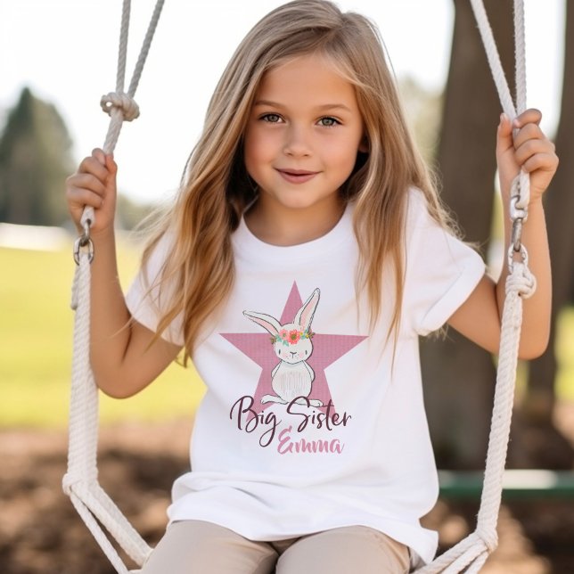 Big Sister Bunny  T-Shirt (big sister t-shirt with name)