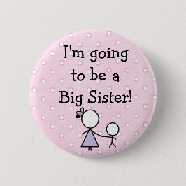 "Big Sister" Button, rosa mit weißen Polka Punkten Button