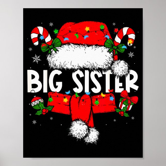 Big Sister Christmas Pajama Santa Claus Family Mat Poster (Vorne)