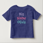 Big Sister Colorful Monogram Girl's<br><div class="desc">Passen Sie den T - Shirt dieses kleinen Schwestermädchens mit dem Namen des Kindes an. Violett lila,  hellrosa und aqua-blau - viele Shirt-Stil,  Größe und Farbvarianten stehen zur Verfügung.</div>