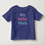 Big Sister Colorful Monogram Girl's Kleinkind T-shirt<br><div class="desc">Passen Sie den T - Shirt dieses kleinen Schwestermädchens mit dem Namen des Kindes an.  Violett lila,  hellrosa und aqua-blau - viele Shirt-Stil,  Größe und Farbvarianten stehen zur Verfügung.</div>