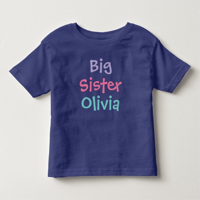 Big Sister Colorful Monogram Girl's Kleinkind T-shirt (Vorderseite)