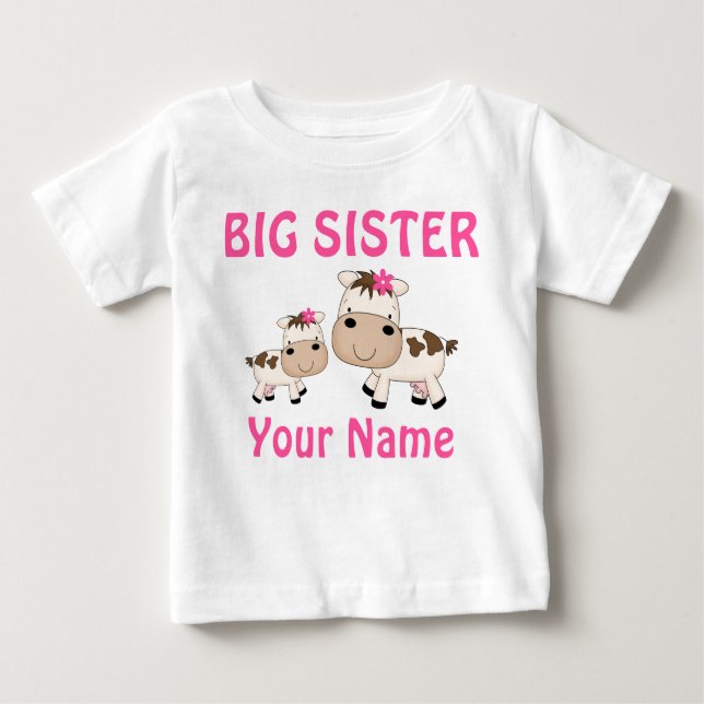 Big Sister Cow Personalisierte T - Shirt (Vorderseite)