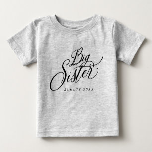 Big Sister Custom Due Date Ankündigung Baby T-shirt