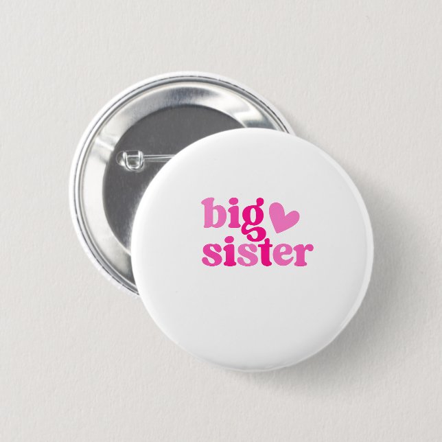 Big Sister Cute Pink Design | New Big Sister Gift  Button (Vorne & Hinten)
