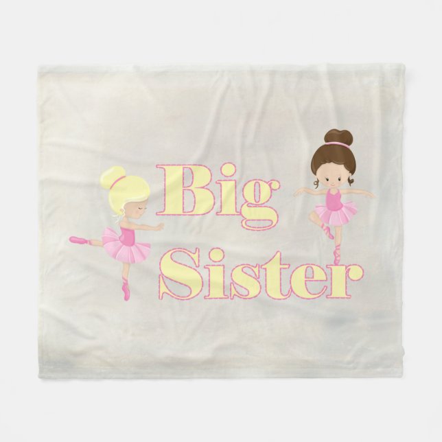 Big Sister Dancing Ballerina Fleecedecke (Vorderseite (Horizontal))