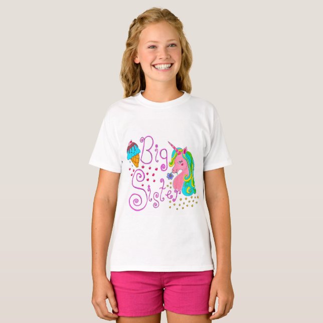 "Big Sister" Einicorn Kinder T - Shirt