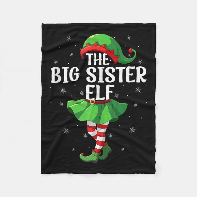 Big Sister Elf Christmas Girls Women Elf Squad Xma Fleecedecke (Vorderseite)