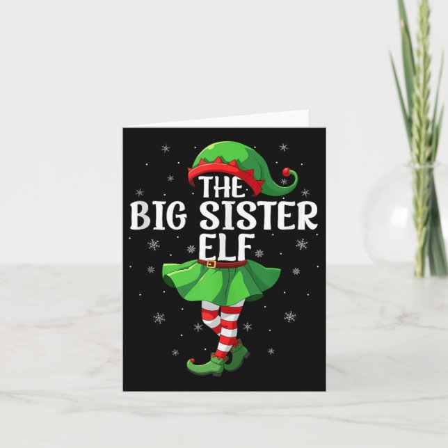 Big Sister Elf Christmas Girls Women Elf Squad Xma Karte (Vorderseite)