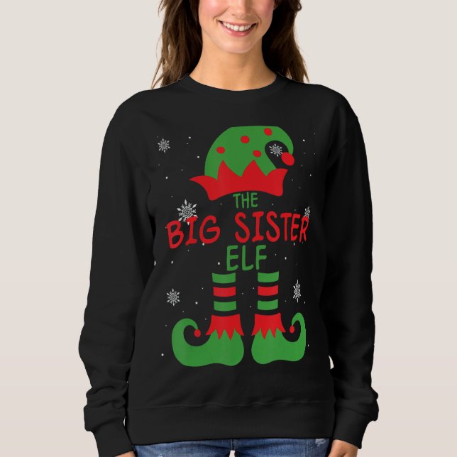 Big Sister Elf Familie Matchgruppe Weihnachten Sweatshirt (Vorderseite)