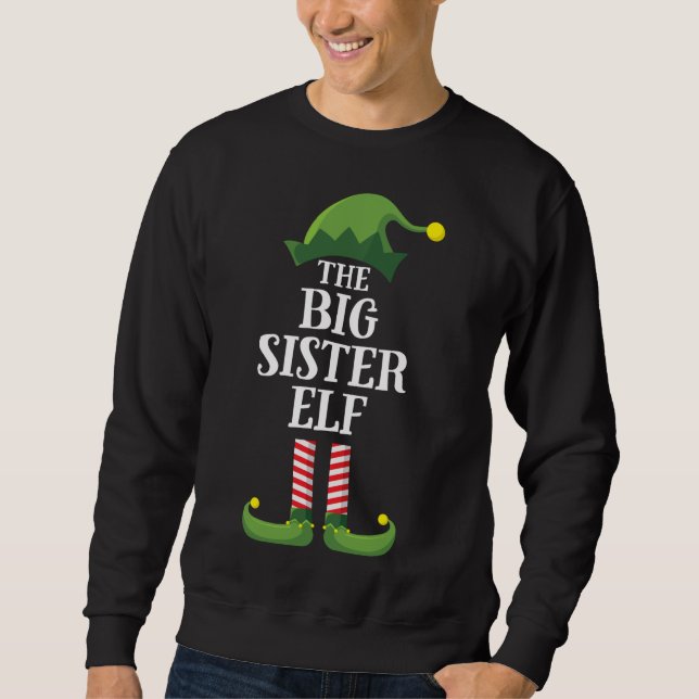 Big Sister Elf Matching Familienweihnachtliches Pa Sweatshirt (Vorderseite)