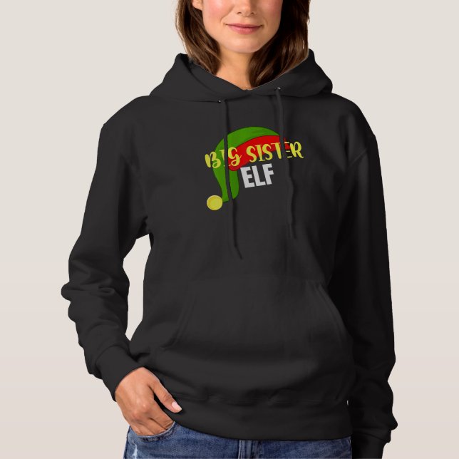 Big Sister Elf Matching Family Group Weihnachtsfei Hoodie (Vorderseite)
