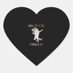 Big Sister Endlich Unicorn T - Shirt Girl Unicorn Herz-Aufkleber