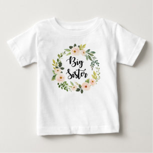 Big Sister errötet mit Blumen Baby T-shirt