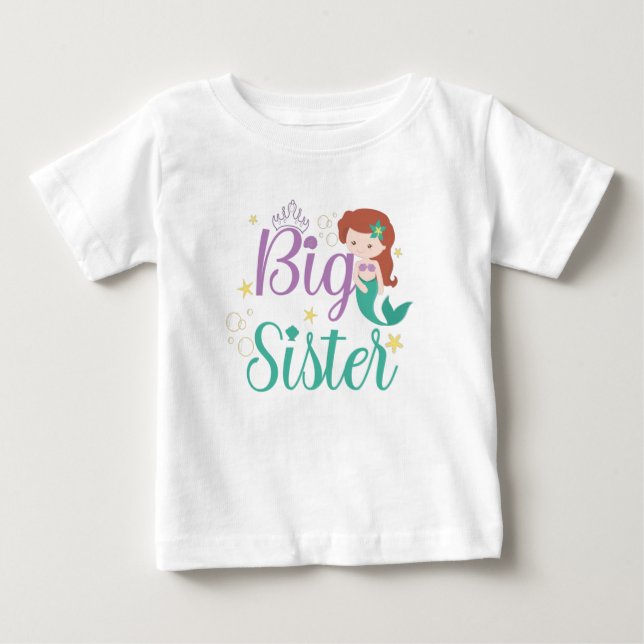 Big Sister Est 2022, Big Sister Mermaid Baby T-shirt (Vorderseite)