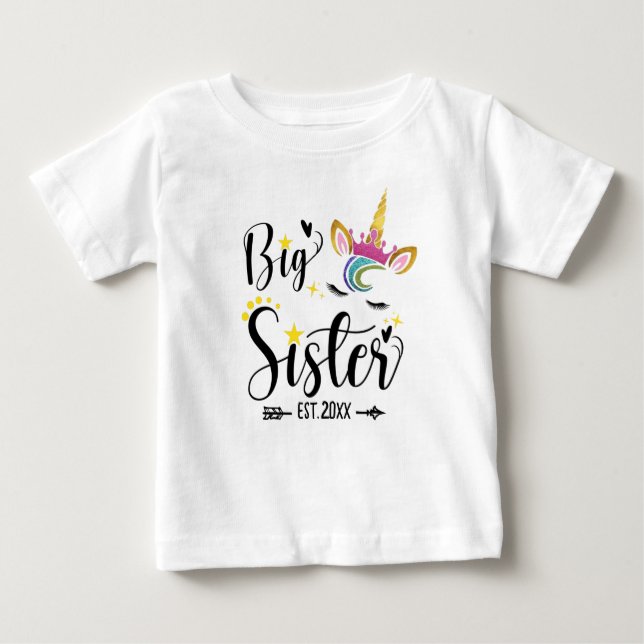 Big Sister EST.2022, Einhorn Baby T-shirt (Vorderseite)