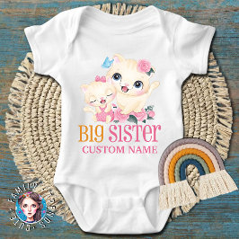 Big Sister farbige Monogramm und Niedliche Katzen Baby Strampler