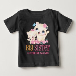 Big Sister farbige Monogramm und Niedliche Katzen Baby T-shirt