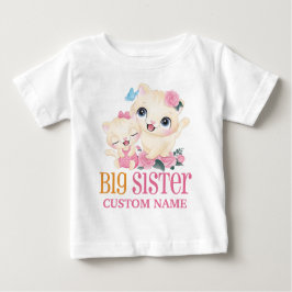 Big Sister farbige Monogramm und Niedliche Katzen Baby T-shirt