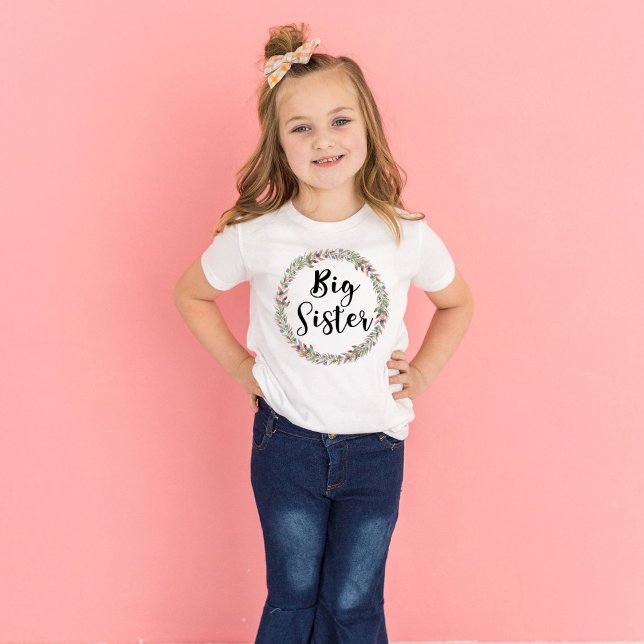 Big Sister Floral Wreath Girls' T-Shirt (Von Creator hochgeladen)