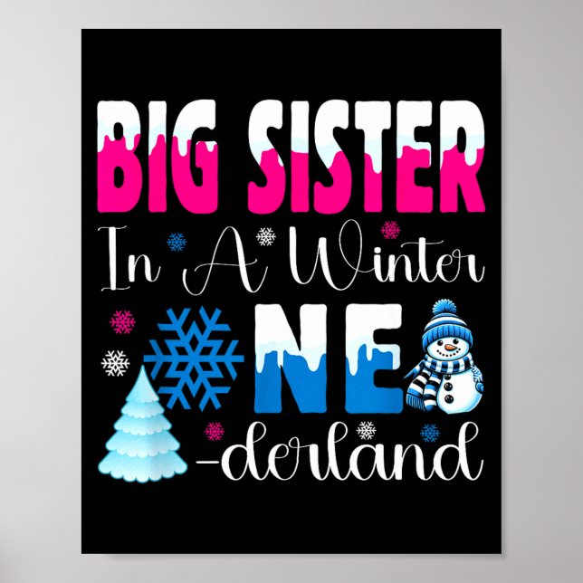 Big Sister In A Winter Onederland Bday Girl Sweet  Poster (Vorne)