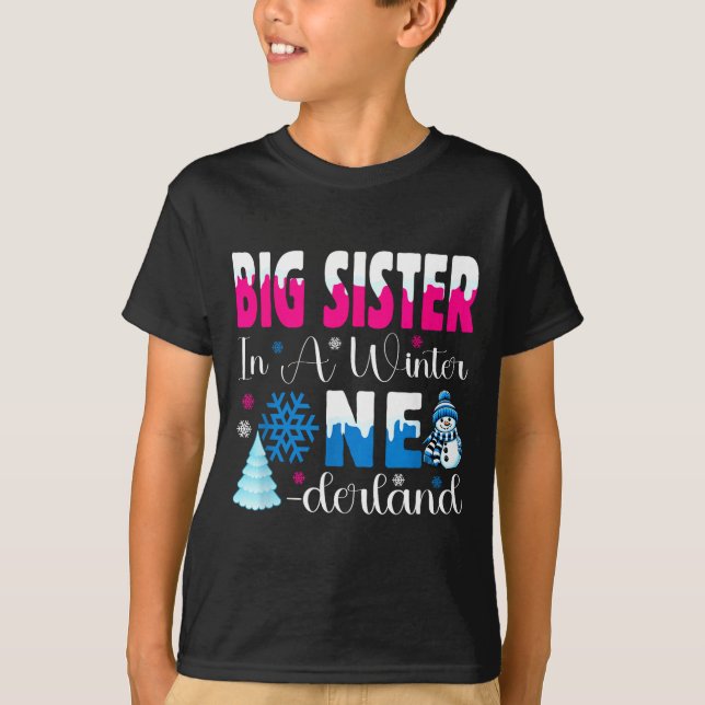 Big Sister In A Winter Onederland Bday Girl Sweet  T-Shirt (Vorderseite)
