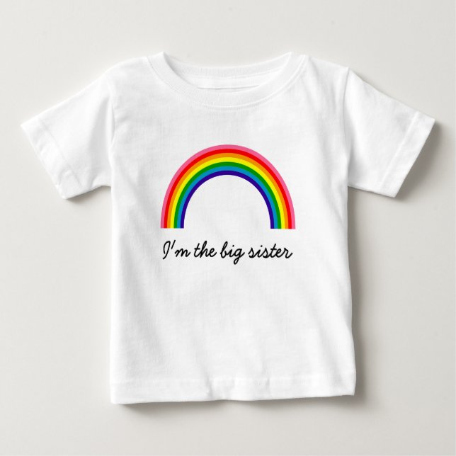 Big Sister individualisierbares Rainbow-T-Shirt Baby T-shirt (Vorderseite)