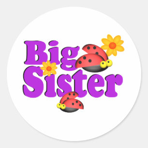 Big Sister Ladybug Runder Aufkleber