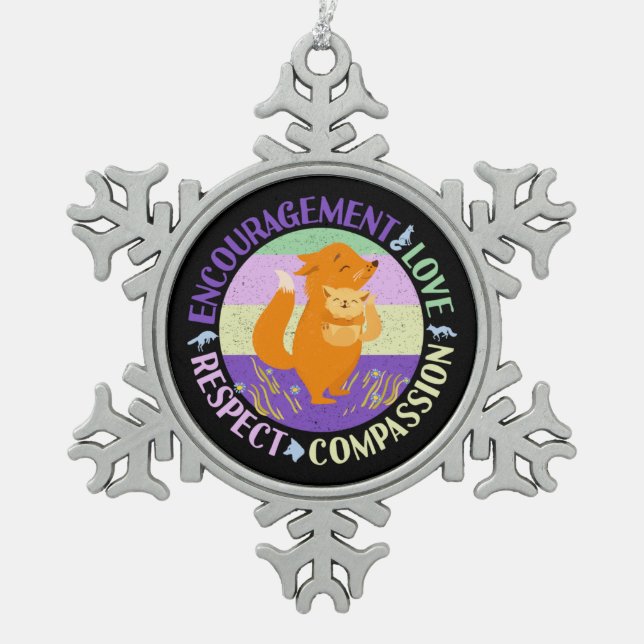 Big Sister Liebe - Sibling Bonding Fox Schneeflocken Zinn-Ornament (Vorderseite)