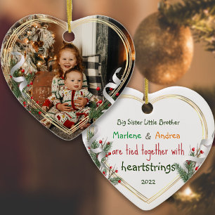 Big Sister Little Brother Foto Gold Frame Custom Keramik Ornament