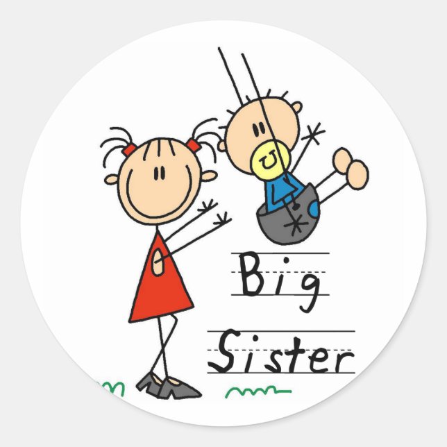Big Sister Little Brother T - Shirt und Geschenke Runder Aufkleber (Vorderseite)