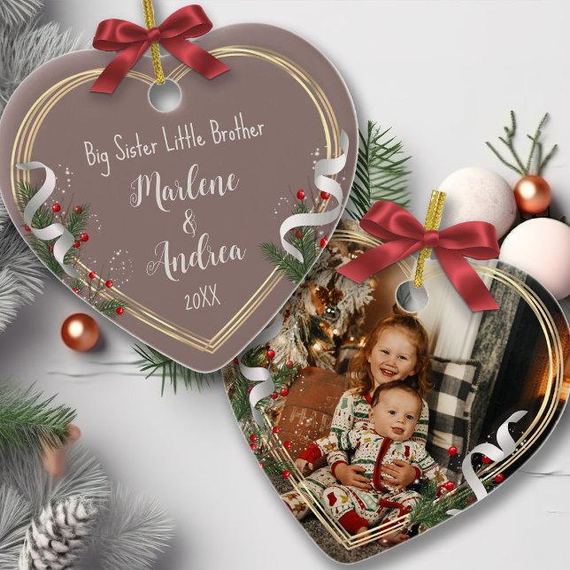 Big Sister Little Sister Foto Gold Rahmen Custom Keramik Ornament (Von Creator hochgeladen)