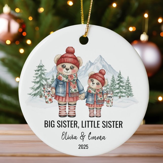 Big Sister Little Sister Personalized Sibling Keramik Ornament (Von Creator hochgeladen)