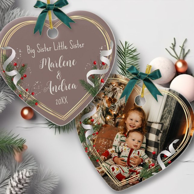 Big Sister Little Sister Sibling Liebe Foto Keramik Ornament (Von Creator hochgeladen)