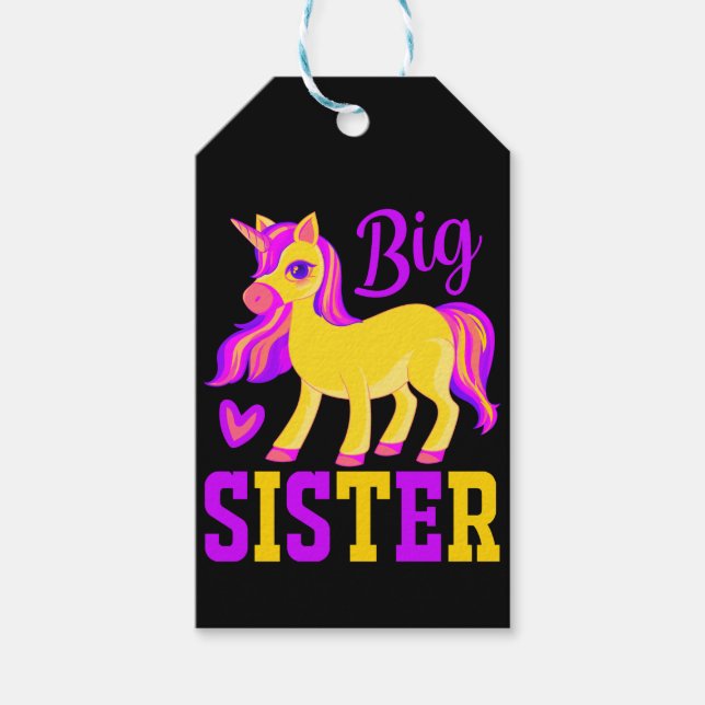 Big Sister Magical Unicorn Geschenkanhänger (Vorderseite)