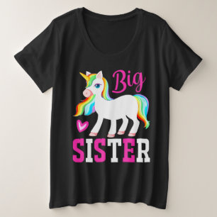 Big Sister Magical Unicorn mit Rainbow Mane & Schw Große Größe T-Shirt