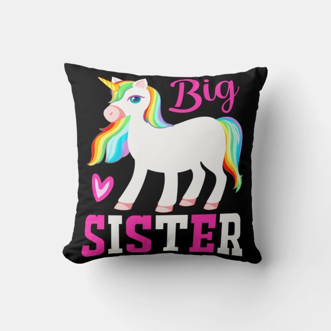 Big Sister Magical Unicorn mit Rainbow Mane & Schw Kissen (Vorderseite)