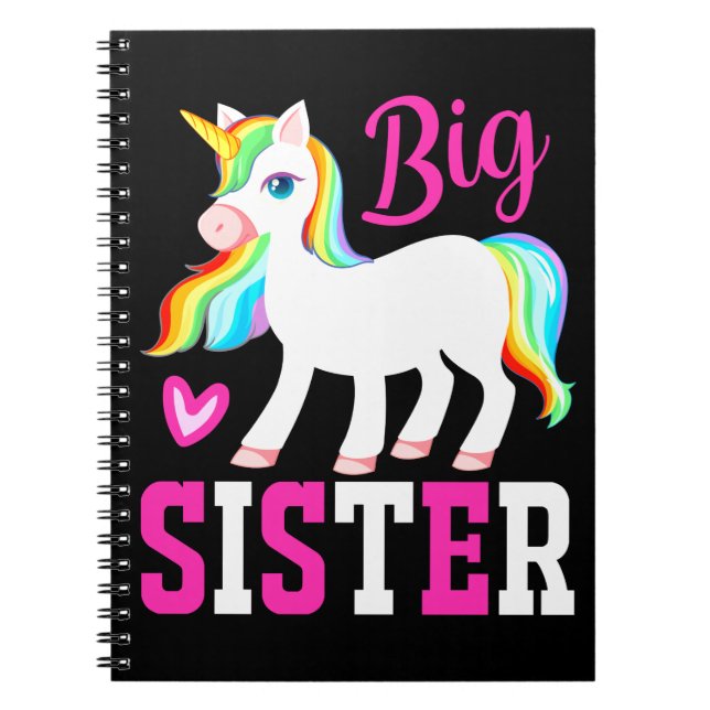 Big Sister Magical Unicorn mit Rainbow Mane & Schw Notizblock (Vorderseite)