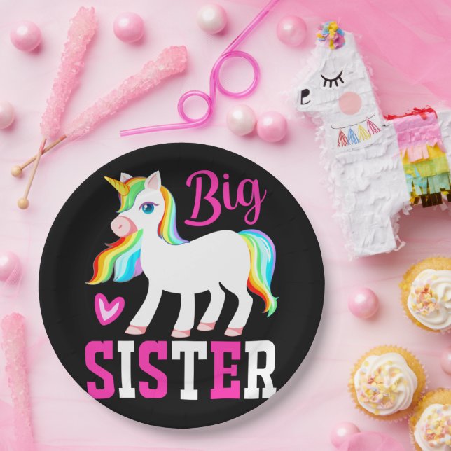 Big Sister Magical Unicorn mit Rainbow Mane & Schw Pappteller (Party)