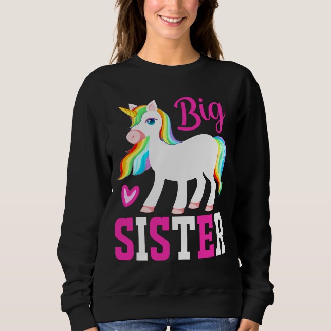 Big Sister Magical Unicorn mit Rainbow Mane & Schw Sweatshirt (Vorderseite)
