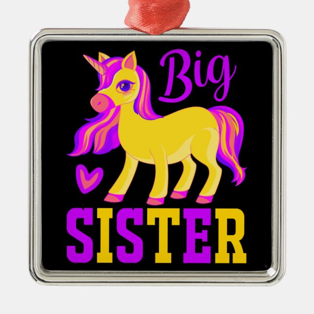 Big Sister Magical Unicorn Ornament Aus Metall (Vorne)